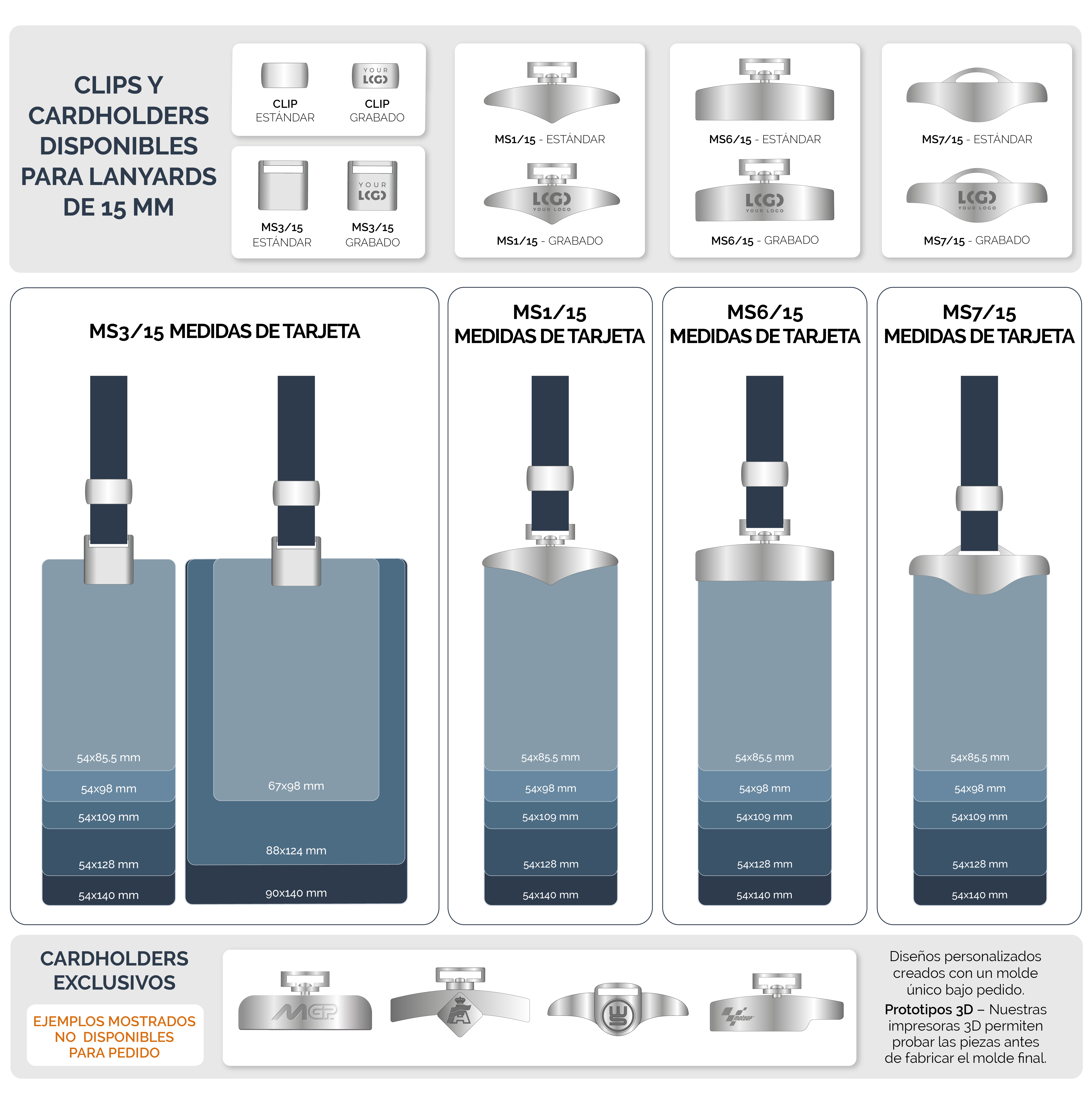 cardholders para lanyards de 15mm y tarjetas compatibles